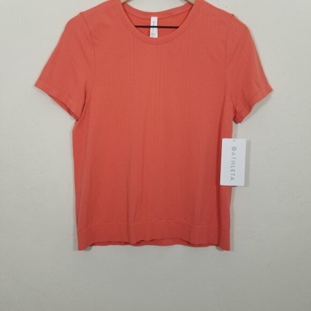 Athleta Coral Short Sleeve Perforated Tee